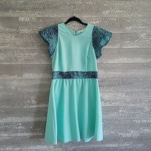 Teal A Line Midi Dress